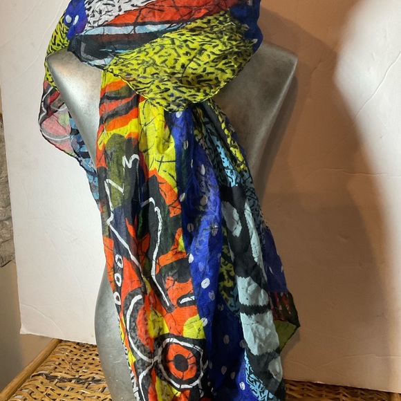 “ZARA SCARF” Multi Patterned and Multi Coloured Chiffon Scarf. - Picture 2 of 9